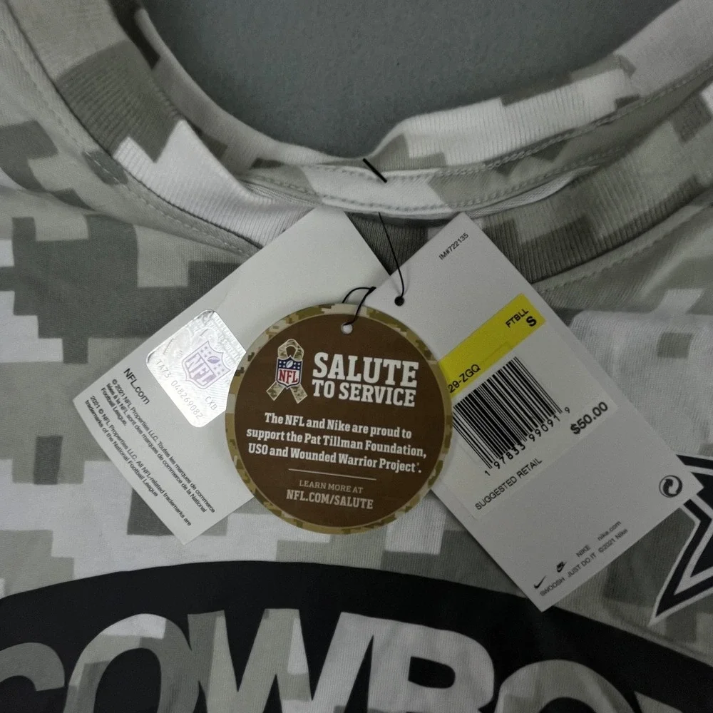 Dallas Cowboys Shirt Mens Small NFL Football Nike Salute To Service‎ Camo NEW